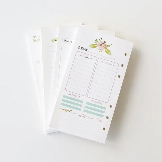 PRINTED Notes Planner Refill Pages A5 Printed Planner 