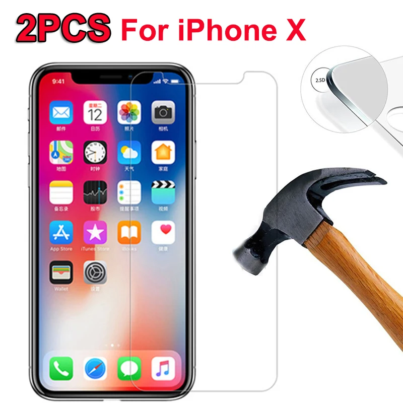 2 шт. защиты Стекло крышка Плёнки закаленное для IPhone X 10 6 6S 7 Plus Экран протектор Iphone