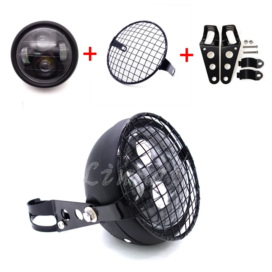 Matte Black Metal Led Front Headlight Grill Side Mount Cover Mask With