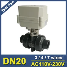 2 варианта ПВХ DN20 AC110V-230V 3/4/7 провода моторизованный шаровой клапан BSP/NPT 3/4 ''10NM Электрический шаровой кран на/Off 15 сек Metal Шестерни CE