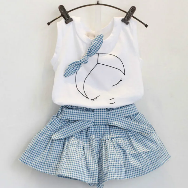 

2018 Brand Summer Girls Clothing Sets Fashion Cotton print short sleeve T-shirt and shorts girls clothes sport suits