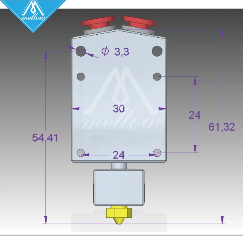 يانع 12 فولت/24 فولت العملاق و الوهم الطارد 2 في 1 خارج 2 الألوان Hotend بودين مع تيتان /بلدغ الطارد ل 3D طابعة I3
