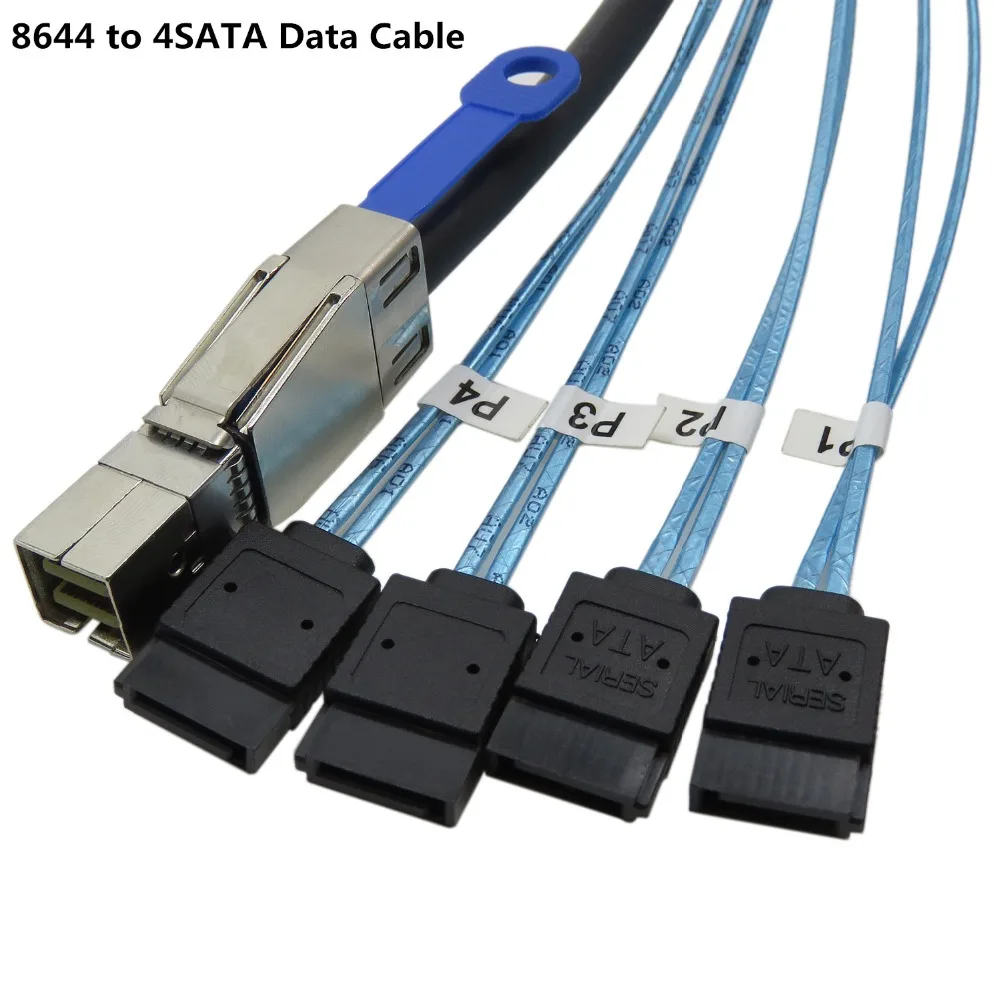 

CableDeconn External Mini SAS HD SFF-8644 to 4 SATA 7Pin 6Gbps Hard Disk data server Raid Cable 1m 2m