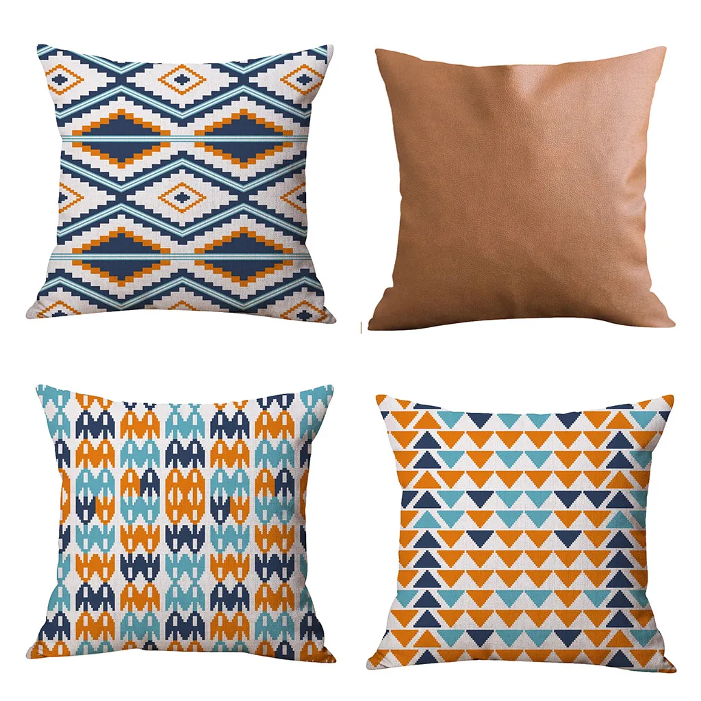 

Gacsidy Store dakimakura 4PC Geometric Flax Leather European Style Mixed 45x45 Pillow Case