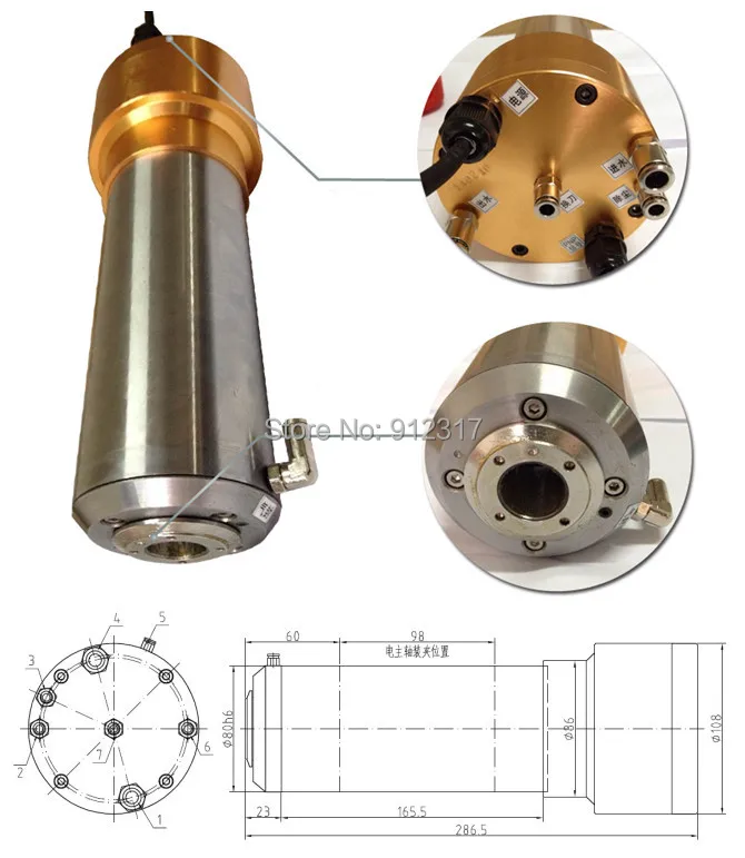 Atc шпиндель 1.5kw 80 мм ISO20 220 V 24000 rpm atc с водяным охлаждением Автоматическая смена инструмента шпинделя