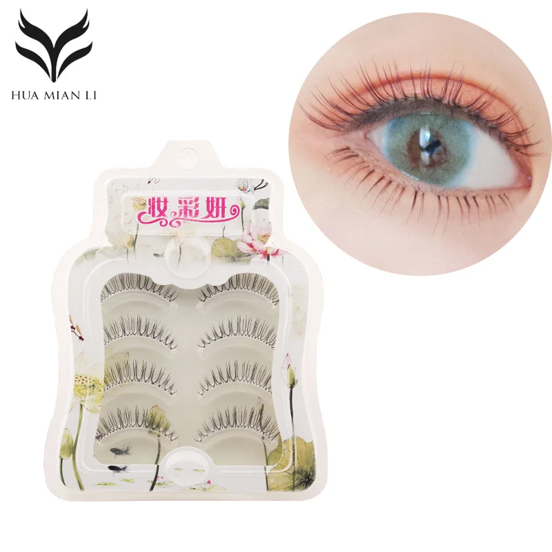 

4 Pairs Handmade Sharpening False Eyelashes Natural Realistic Nude Makeup Transparent Plastic Terrier Fake Eyelashes