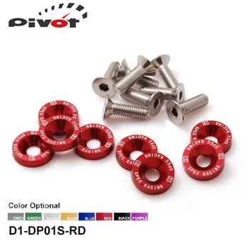 Pivot - D1 Spec 8 Pcs M6 x 20 Headlights Bumpers Fender Washers Kit Bolt Screw Engine Red Color Fit For HONDA D1-DP01S