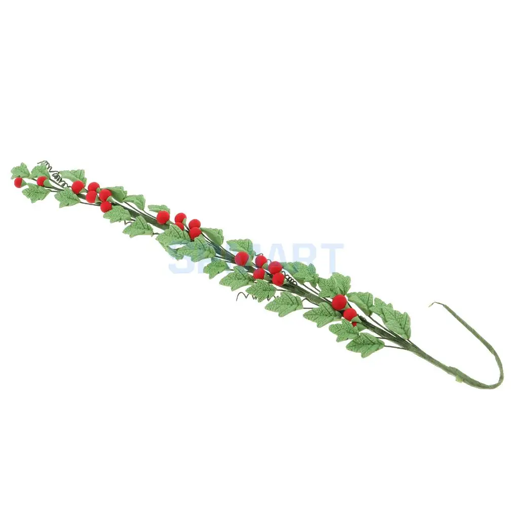 MagiDeal 1/12 Scale Clay Boston Ivy Leaves String Rose Bouquet for Dollhouse Living Room Plant Room Garden Furniture Decor