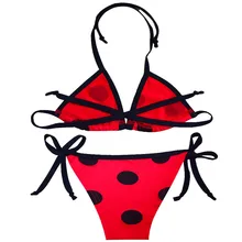 Коллекция года, летнее пляжное бикини для девочек с изображением От 3 до 12 лет божьей коровки, с красным бантом, с сумочкой в виде божьей коровки, детский летний купальный костюм для девочек