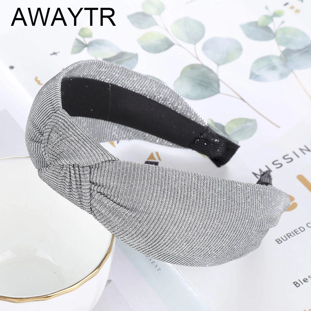 

AWAYTR New Spring Sequin Top Knot Hairband Headband For Women Fashion Solid Colors Hair Band Hair Accessories Headwear