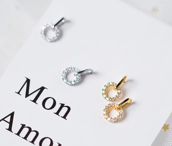 

1pair 100% Real. 925 Sterling Silver Fine Jewelry Open Circle Geometric Ear Earrings Fashion gtle2060