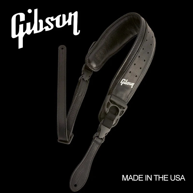 Gibson Accessories Switchblade Guitar Strap, Leather Guitar Strap with Memory Foam Padding and Quick Release cooperstand pro g collapsible guitar bass banjo and mandolin stand with neoprene padding