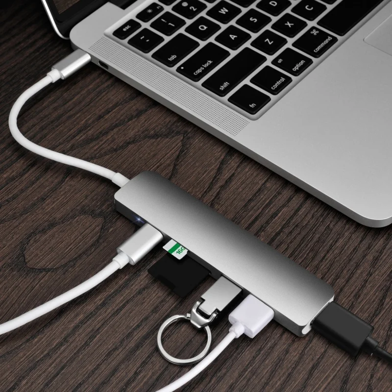 

Universial Type C Hub for MacBook Pro Thunderbolt 3 USB 3.1 Type C Hub with SD/Micro SD Card Reader + USB-C Charger PD