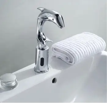 

Design Hot And Cold Automatic Hands Touch Free Sensor Dolphin Sensor Faucet Bath Sink cold mixer tap bath F8022