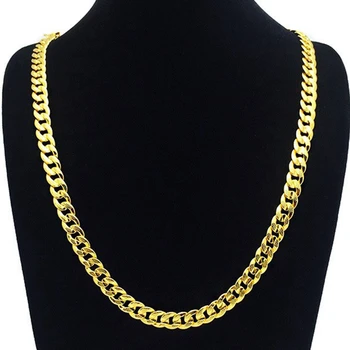 

Mes Yellow Gold Filled Hammered Necklace Chain 24in 9mm Solid Curb Chain GF Jewelry