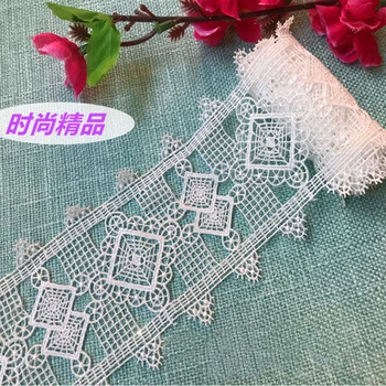 

14yards Width 7.7cm black white Water soluble polyester lace trim fabric ribbons DIY dress clothing skirt edge accessories