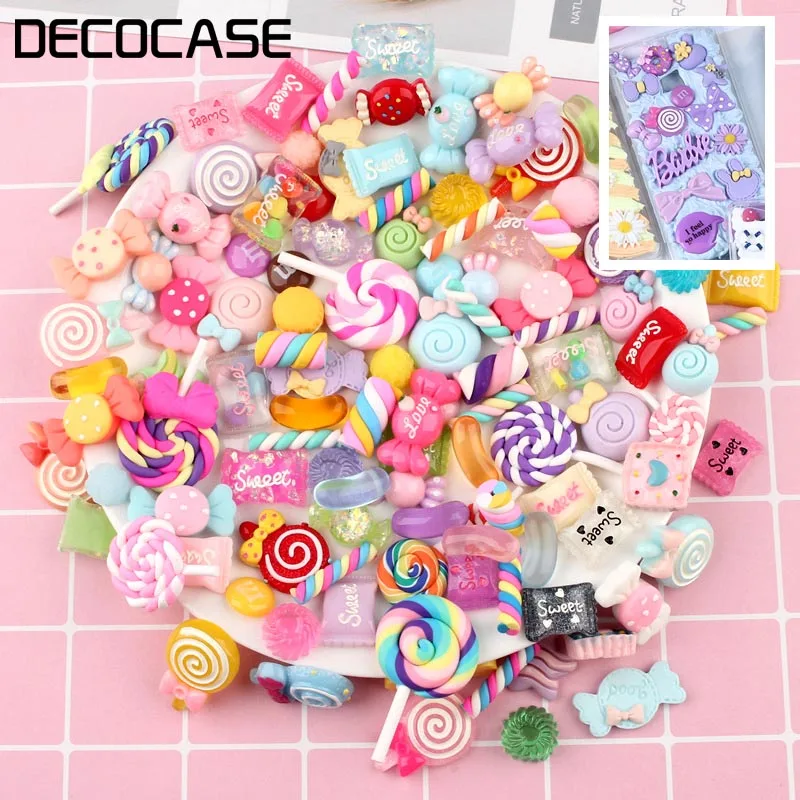 DECOCASE 100 шт красочные конфеты сладкие слизи амулеты украшение для волос с бусинами