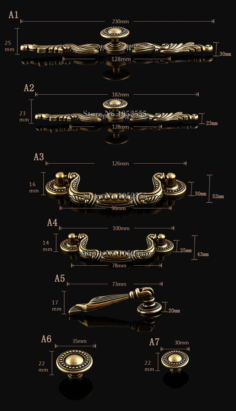 Retro Vintage 1PCS European Antique Kitchen Cabinet Door Handles Cupboard Wardrobe Drawer Cabinets Pulls Handles and Knobs