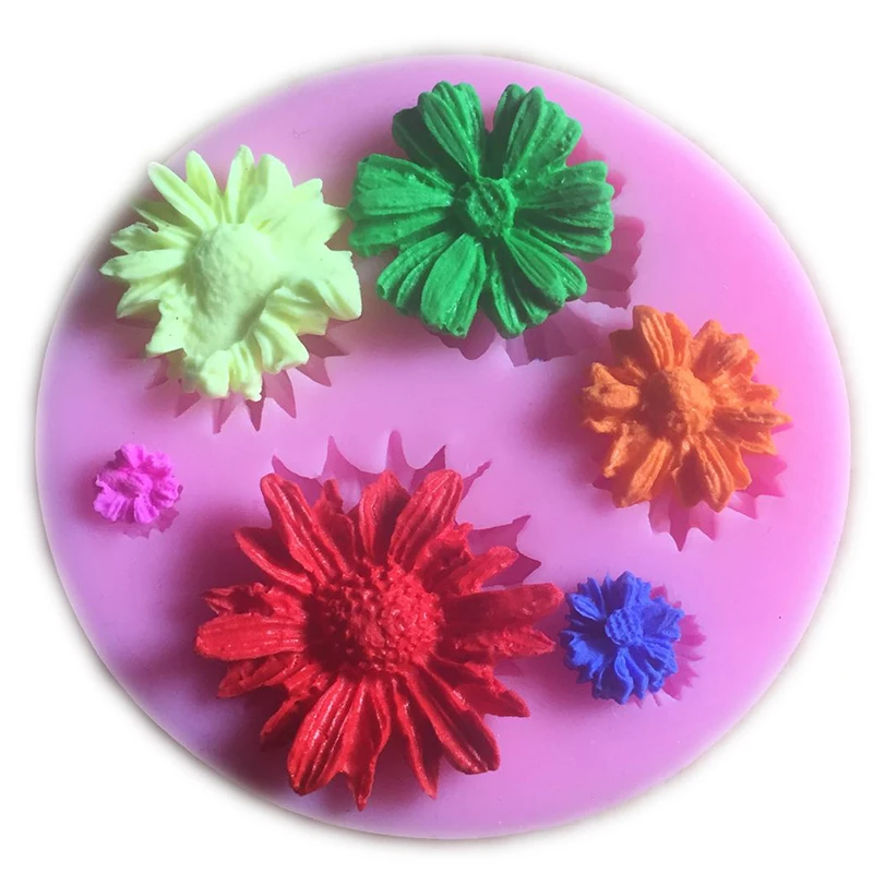 3D силиконовая форма для выпечки Маргаритка цветок силиконовая форма помадка форма для украшения торта инструменты кухня форма для торта DJ0532