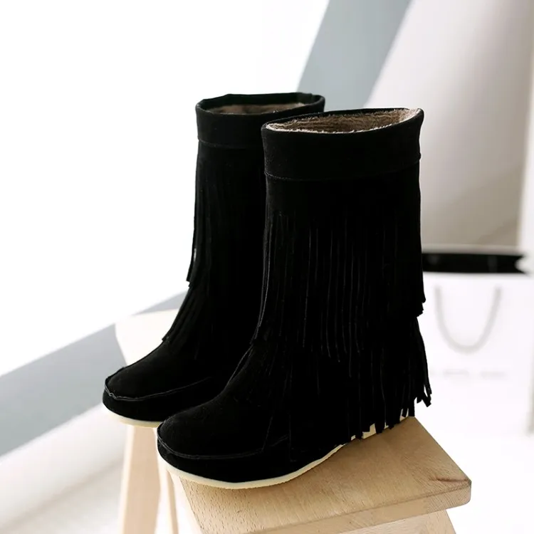 

Big Size 9 10 12 boots women shoes ankle boots for women ladies boots Increase the fringe inside the wedge