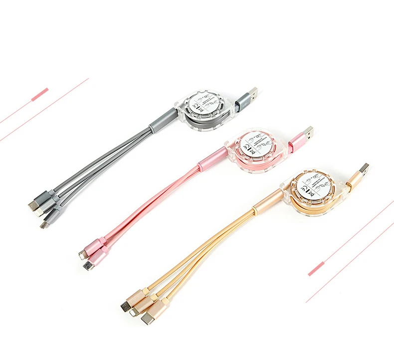 

One drag three multi-function telescopic data cable for Apple Android TYPE-C mobile phone charging cable battery charger
