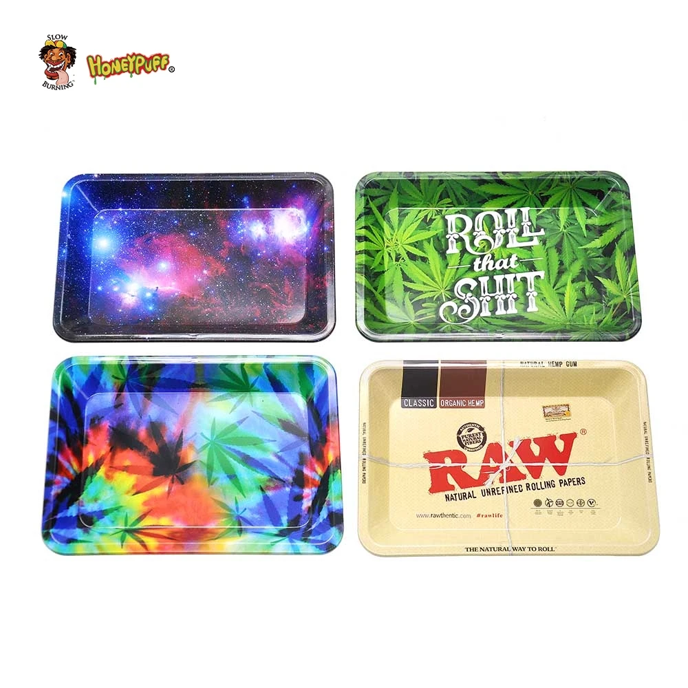 

Iron Plate Storage Tray Cigarette Essential Accessories Rolling Trays 17cm*13cm*1.8cm Useful Tool Rolling Machine Pattern Random