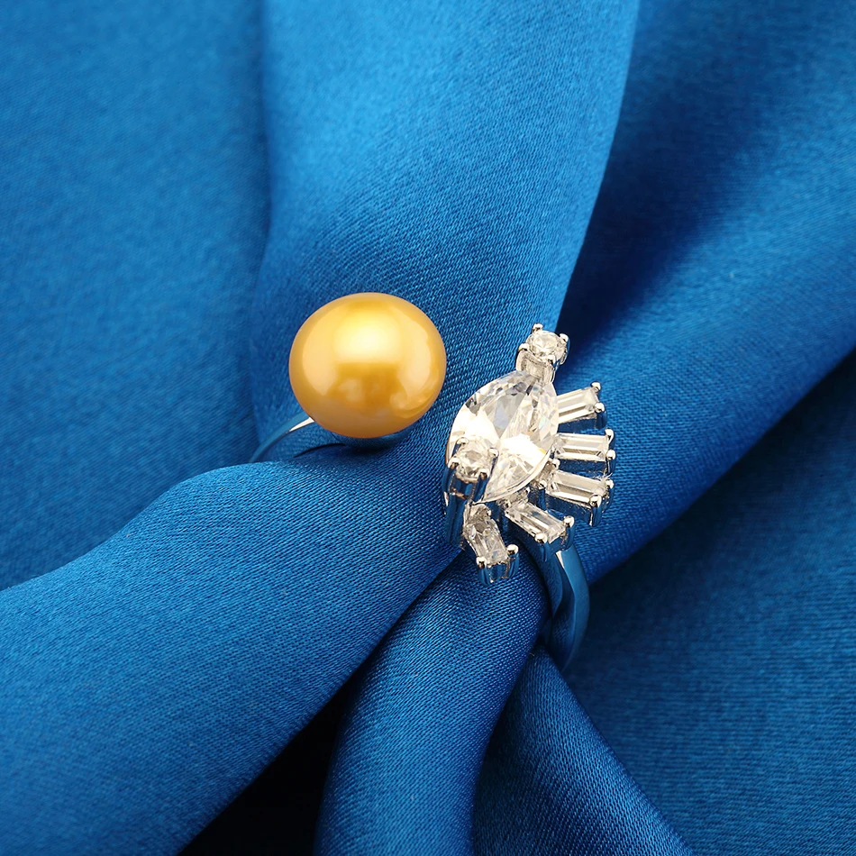 Фейге Pearl Ring высокое качество AAA Цирконий 925 sterling Серебряные кольца для Для женщин