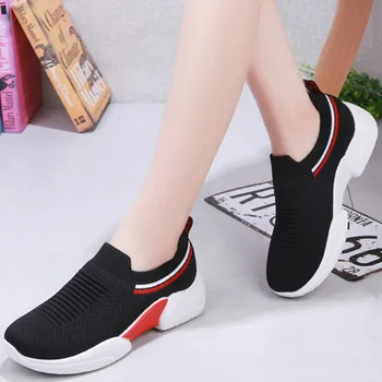 

new woman Spring autumn sneakers fashion breathable mesh stretch knitted sock platform woman runnning shoes zapatos mujer Y1-53