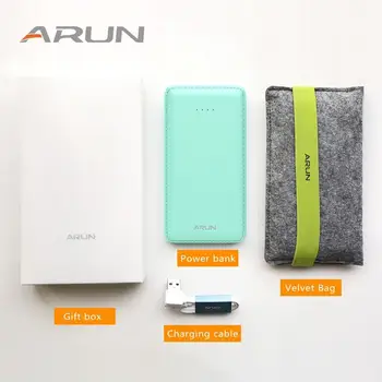

ARUN 10000mAh Power Bank 2 USB Fast Polymer battery External Battery Charger Mobile Phone Portable Charging For iphone Forxiaomi