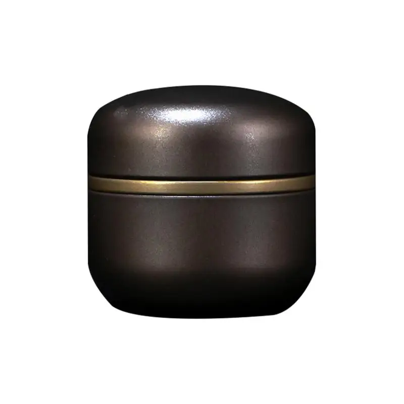 Металлический небольшой запечатанный мини-контейнер для чая, портативная дорожная коробка для чая с цветами, круглая герметичная коробка для хранения чая без запаха - Цвет: Коричневый
