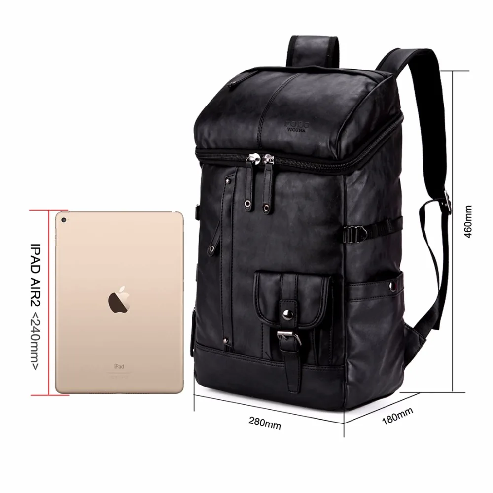 Vicuña POLO de alta capacidad grande para hombre bolsa mochila negro de cuero mochila viaje mochila masculina