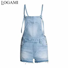 LOGAMI короткие джинсовые комбинезоны женские короткие джинсы с высокой талией повседневные Свободные Комбинезоны светильник синий