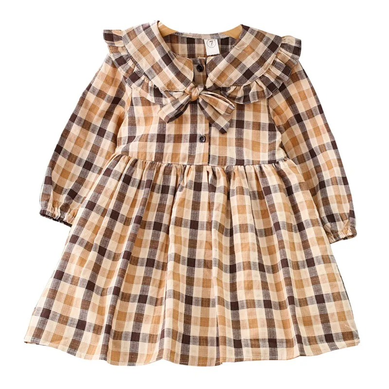 Baby Dress Baby Dress Long Sleeve Autumn Retro Academy Style Child Dress Child Doll Collar Baby Dress Princess Kid Clothes