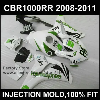 

Green fairing parts for HONDA DREAM CBR 1000 RR 2008 2009 2010 2011 Injection mold HANNSPREE fairing cbr1000 rr 08 0910 11 12