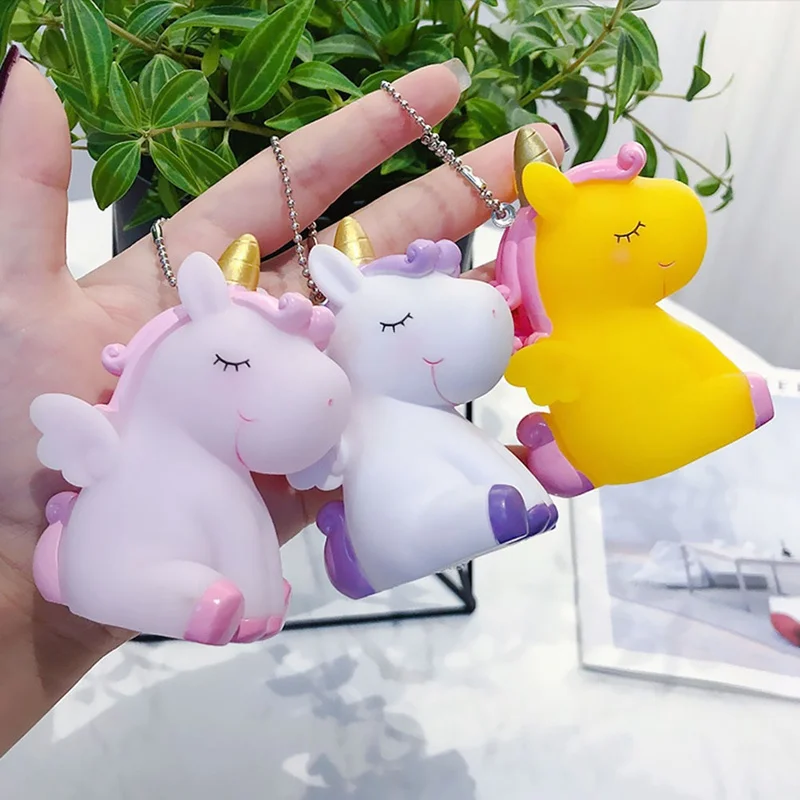 

Creative Rainbow Pvc Animal Unicorn Shaped Pendant Keychain For Men Women Bag Phone Car Pendant Key Chain Porte Clef Keyring