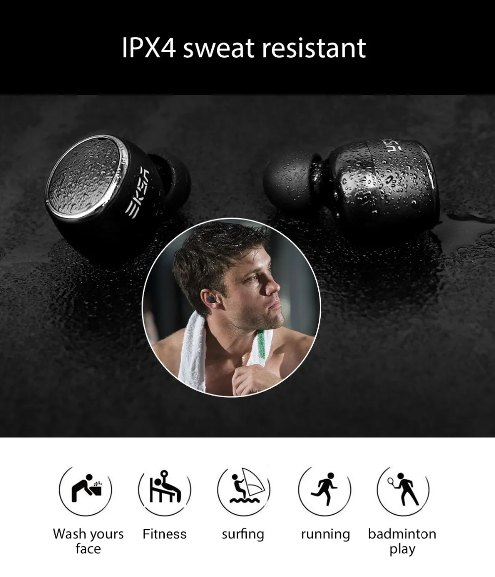 EKSA Touch Control Hifi наушники с микрофоном 1800 мАч зарядный чехол V5.0 TWS стерео