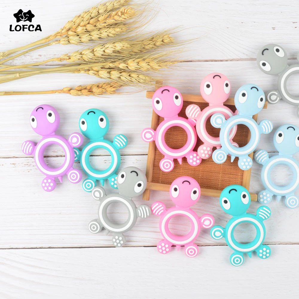 

LOFCA 1PC Silicone Turtle Teether Food Grade Tortoise Baby Teether BPA Free DIY Baby Teething Nursing Toy Pacifier Chain Gift