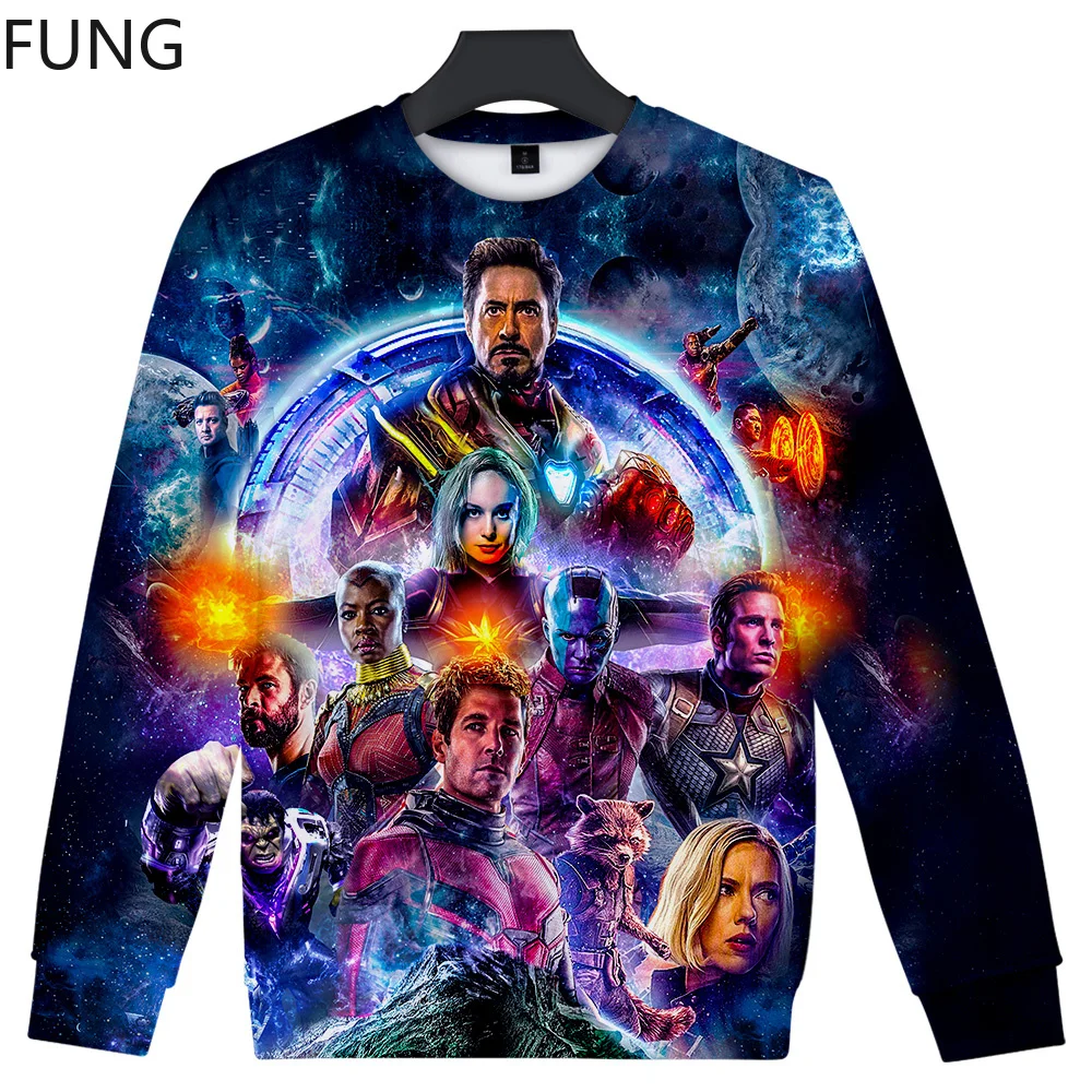 FUNG Avengers Endgame Sweatshirt Jacket Quantum Realm Cosplay Harajuku Streetwear Casual O-Neck Loose Sweatshirt Men/Women
