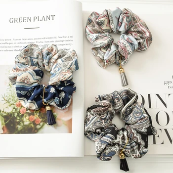 

Vintage Women Tassel Hairband Ponytail Holder Hair Scrunchies Hairbands Female Girl Holder Rope Hair Accessories