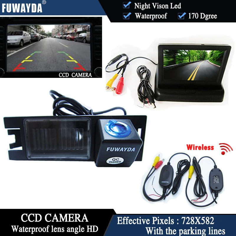 

FUWAYDA Wireless Color CCD Chip Car Rear View Camera for HYUNDAI IX35 / I35 / Tucson + 4.3 Inch foldable LCD TFT Monitor