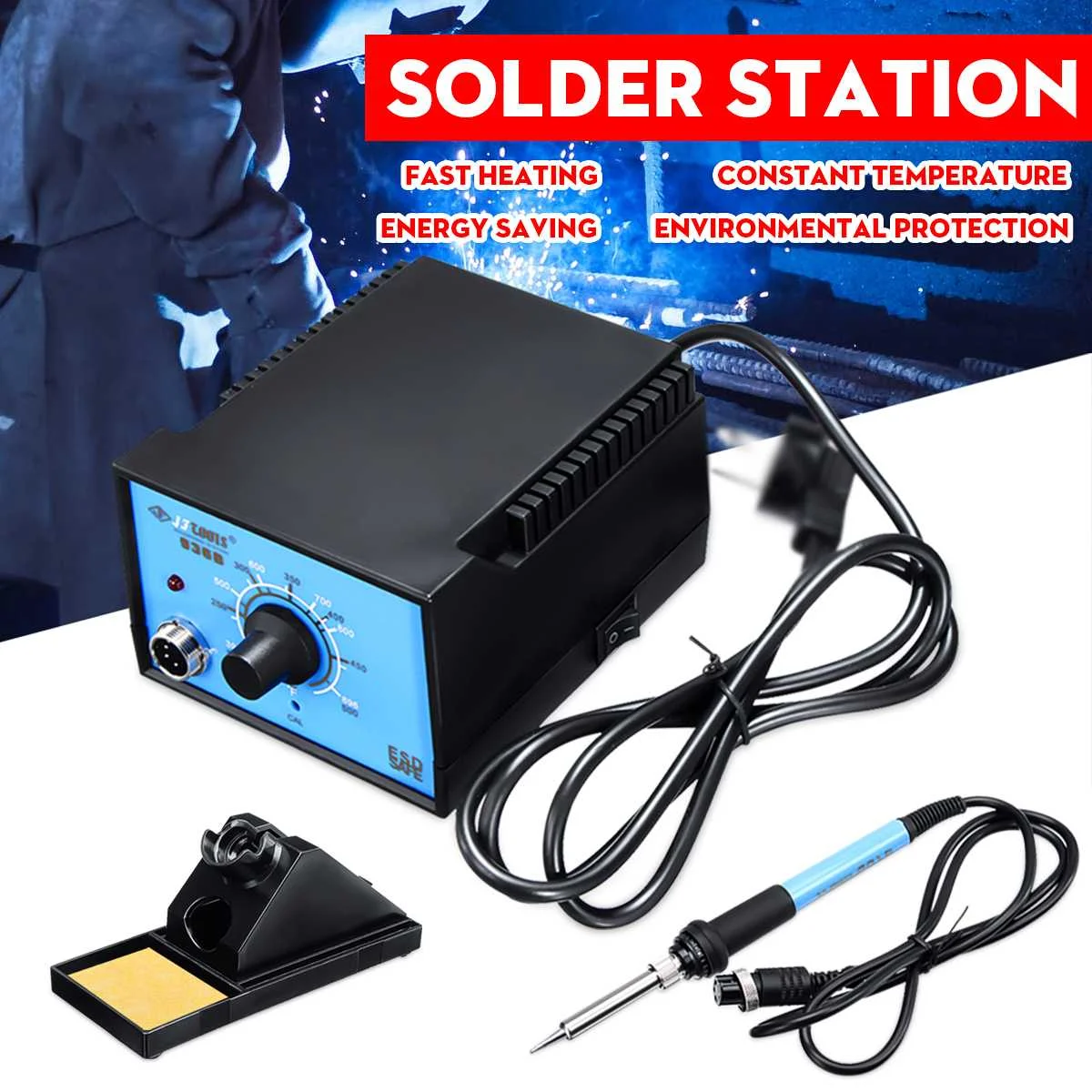 

Adjustable Temperature Soldering Station Electric Soldering Iron Quick Heating Anti-static Solder Iron Kit Stand Welding Tool