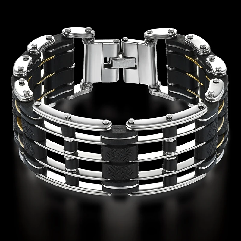 Men's Biker Bracelet for Men Stainless Steel Male Bicycle Chain Bangles