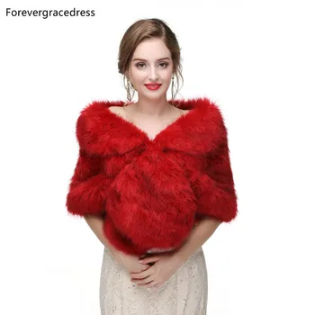 

Forevergracedress 2019 Elegant Soft Autumn Winter Faux Fur Bride Wedding Wraps Bolero Jackets Bridal Coats Shawls Scarves PJ431