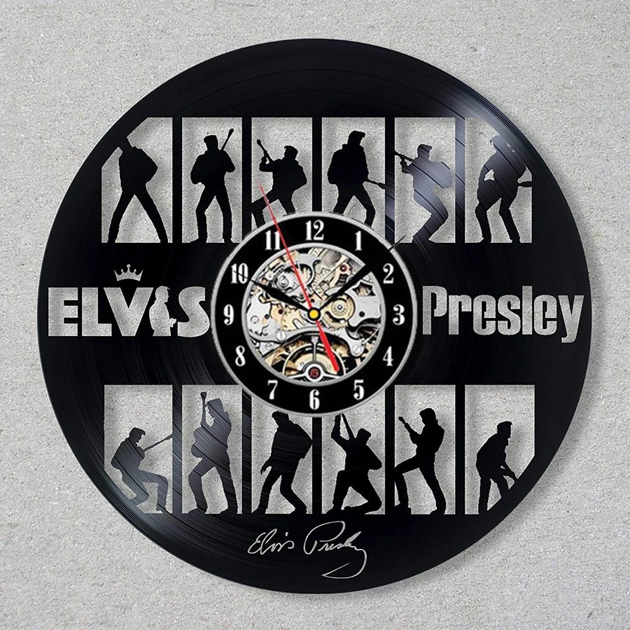 New Horloge Murale Saat Elvis Presley Wall Clock Design For Vinyl Record The King Of Rock Clocks Watch Home Decor 12 Inch