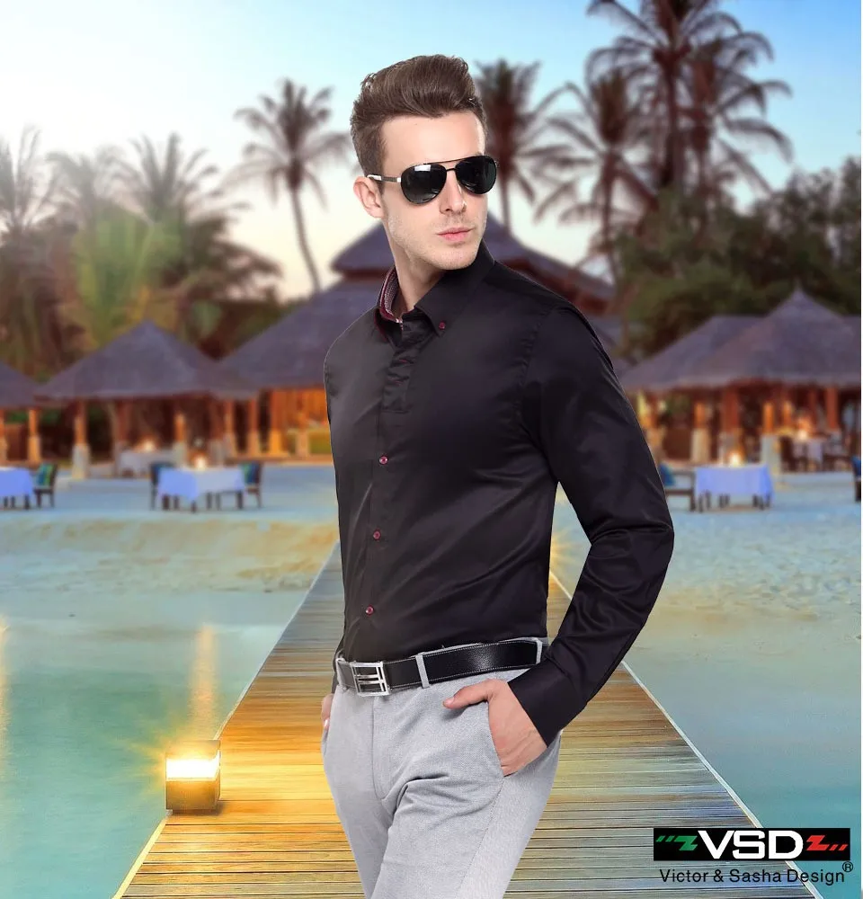Men Shirts 7 Camicie Style camisas hombre Men's Shirt  Long Sleeve