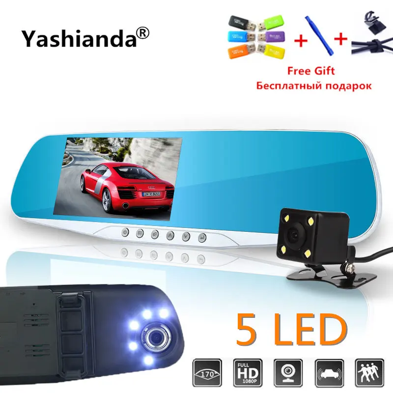 

Yashianda Vehicle Car Dvr Dual Len Rear View Mirror 4.3 Inch Auto Dashcam Recorder Car Video Full HD Dash Cam Car Dual Camera
