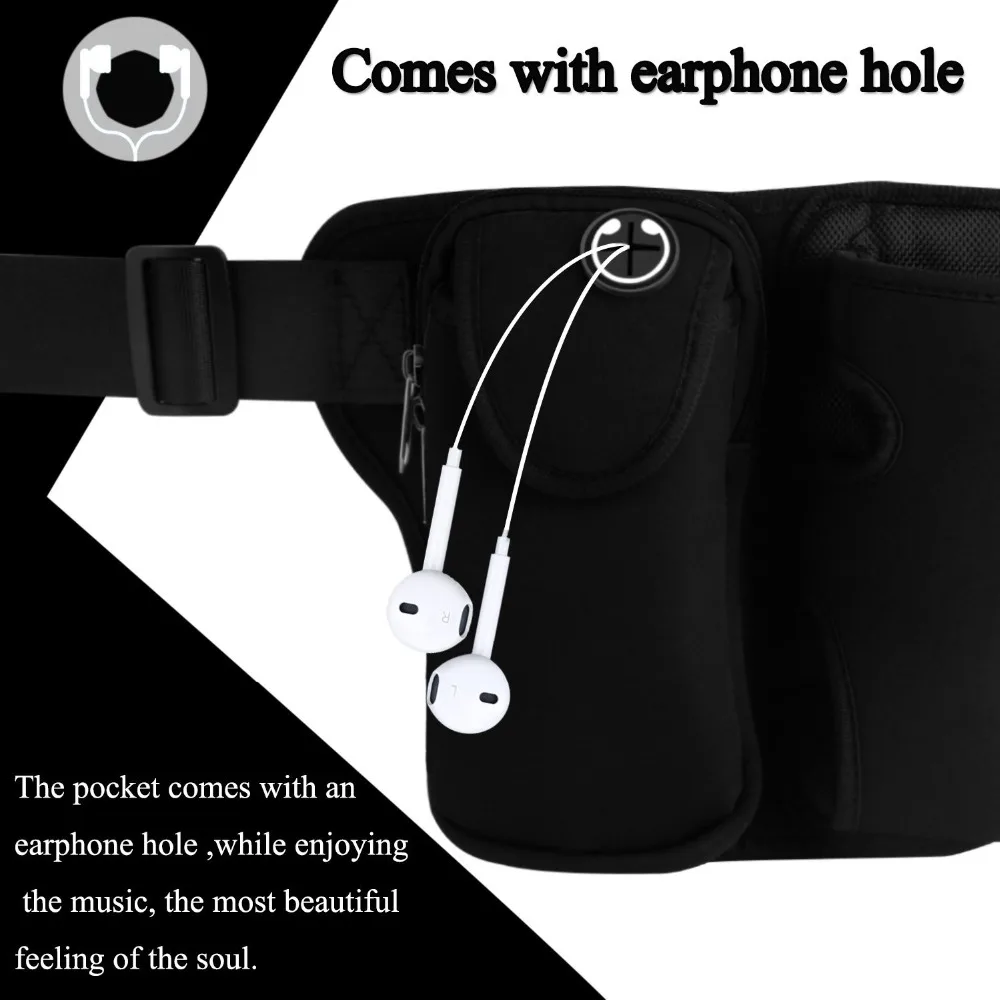 Jeebel correa para correr Paquete de cintura ajustable con soporte para botella Bolsa De Teléfono impermeable para escalada al aire libre bolsa deportiva para correr