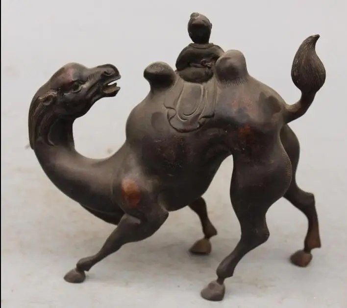 

S2169 8"Chinese Red Bronze Tongzi Kid On Camel llama the pride of the desert Statue discount 30% (C0324)