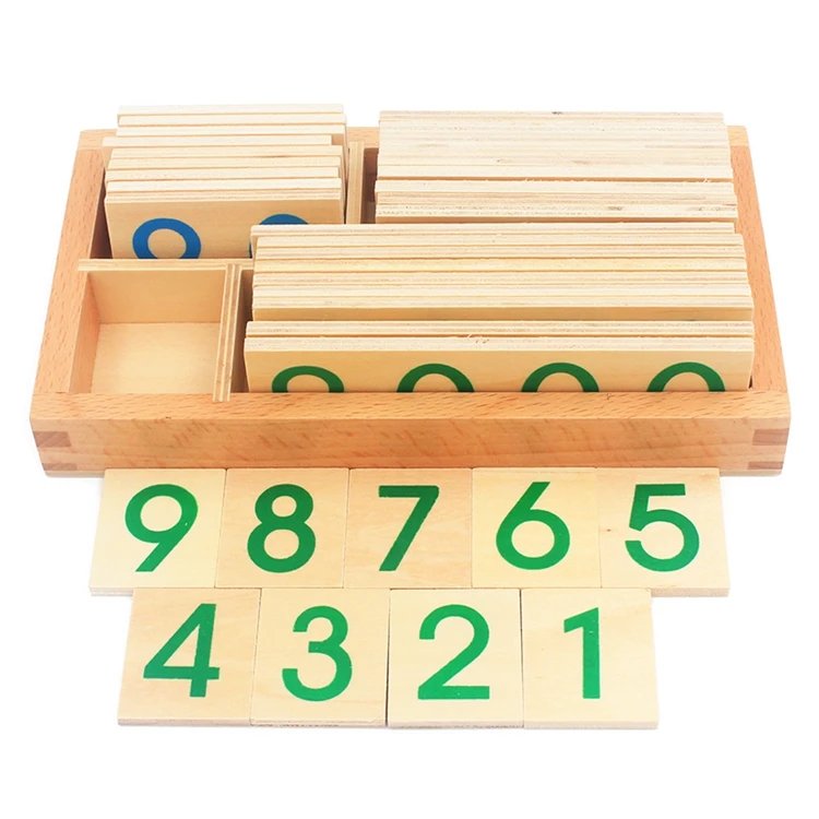 Crianças de Madeira Brinquedos para Estudantes Montessori Número Digital Cartões Aprendizagem Pequeno Tamanho Educacional Cedo Brinquedos 1-9000 2 Crianças de madeira montessori número digital 1-9000