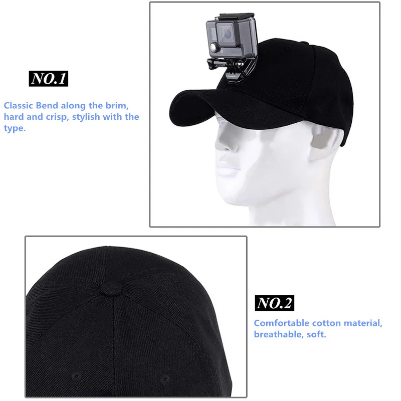 3 in1 Baseball Hat Adjustable Sun Cap Hat With J-Hook Buckle Mount For GoPro HERO 7 6 5 4 DJI OSMO Action Cameras Accessories (14)